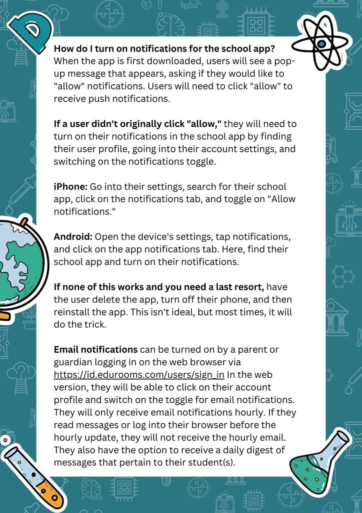 Directions for Rooms notification in English