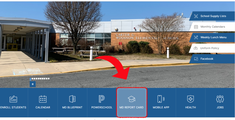 screen grab of website showing the MD Report Card button