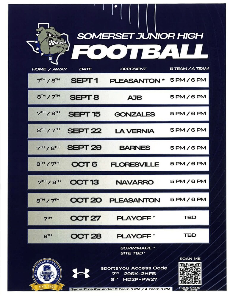 SJH Football Schedule