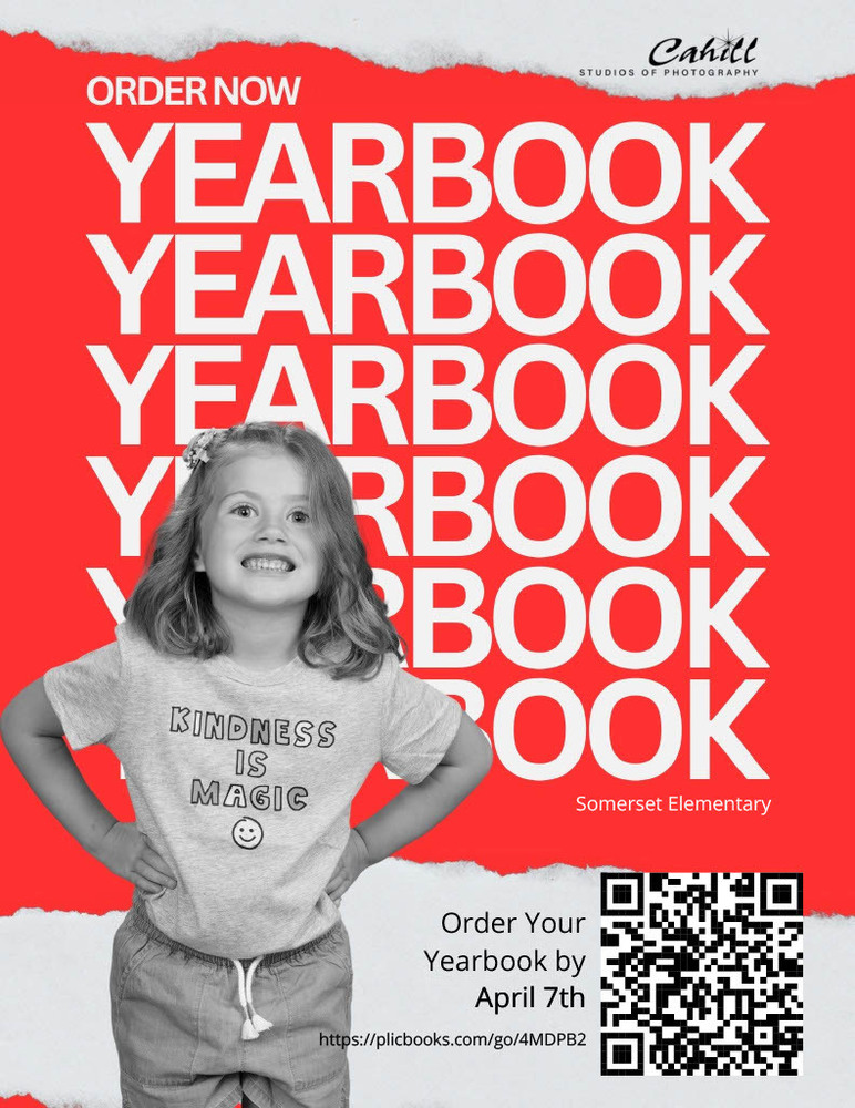 Smiling girl with yearbook order info