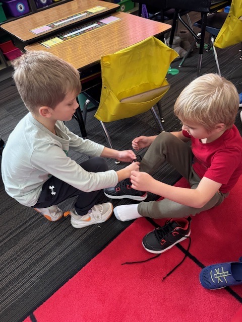Ms. Fuller’s 1st grade class is taking on a Shoe-Tying Challenge this December! 👟 