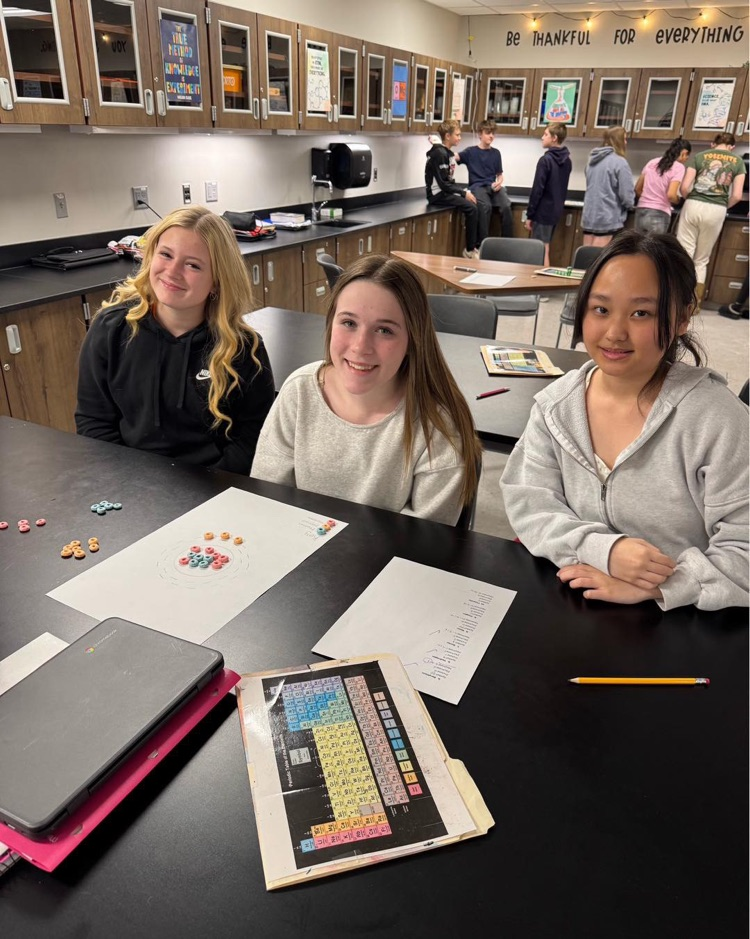 Seventh grade Physical Science students got creative by building atoms out of Fruit Loops!
