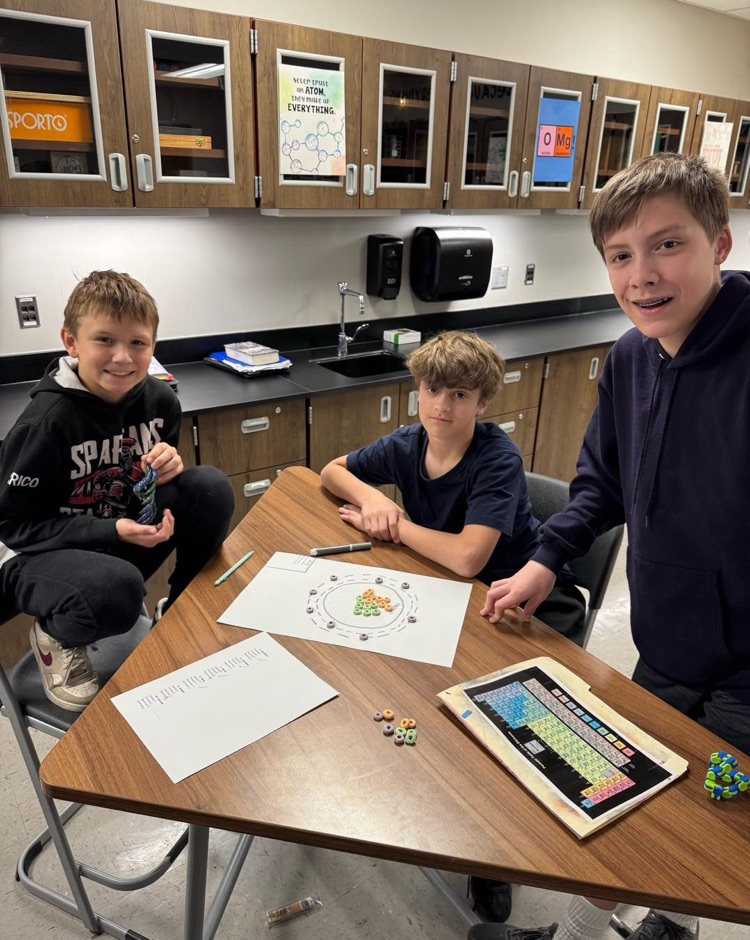 Seventh grade Physical Science students got creative by building atoms out of Fruit Loops!