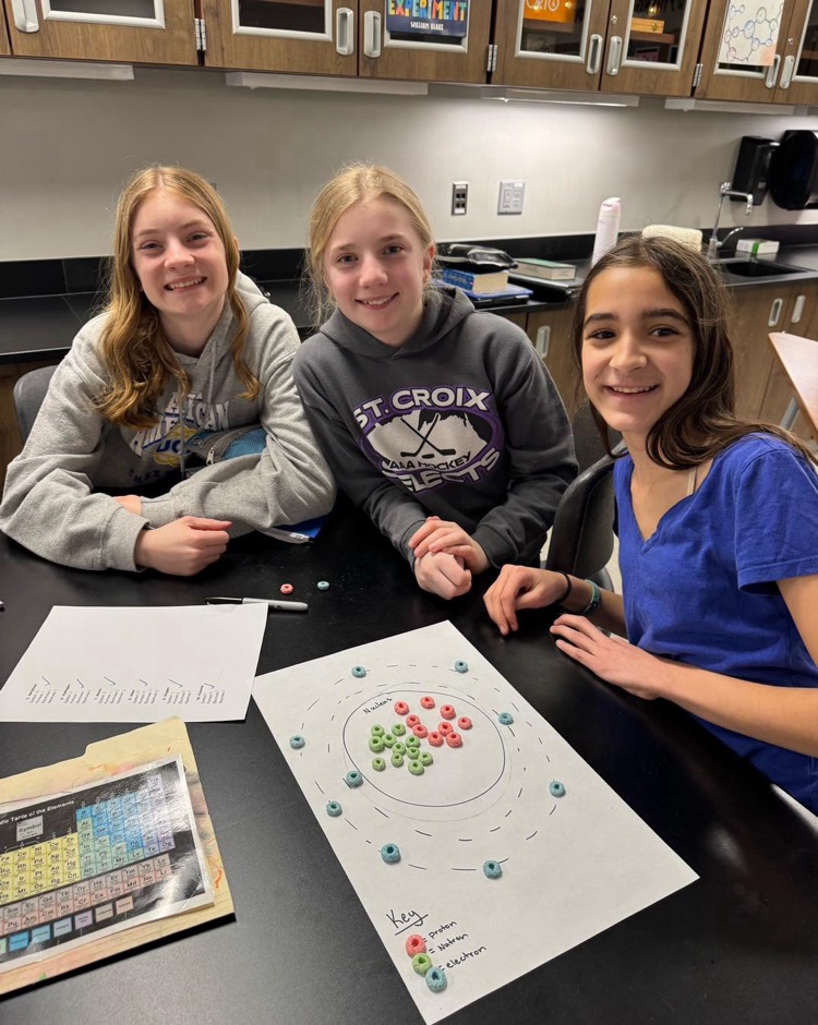 Seventh grade Physical Science students got creative by building atoms out of Fruit Loops!