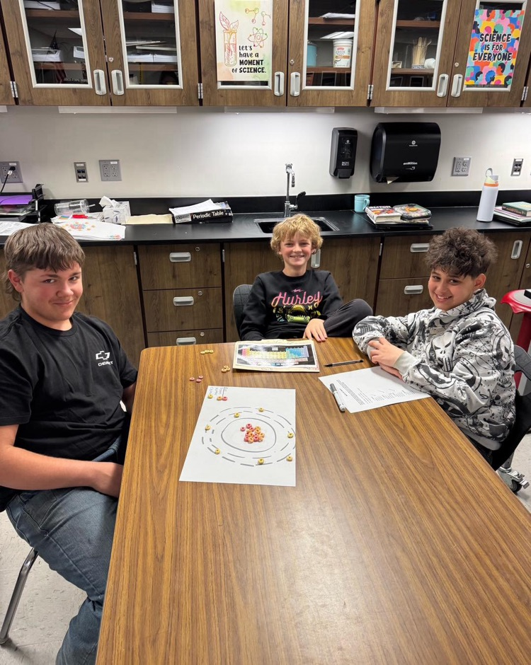 Seventh grade Physical Science students got creative by building atoms out of Fruit Loops!