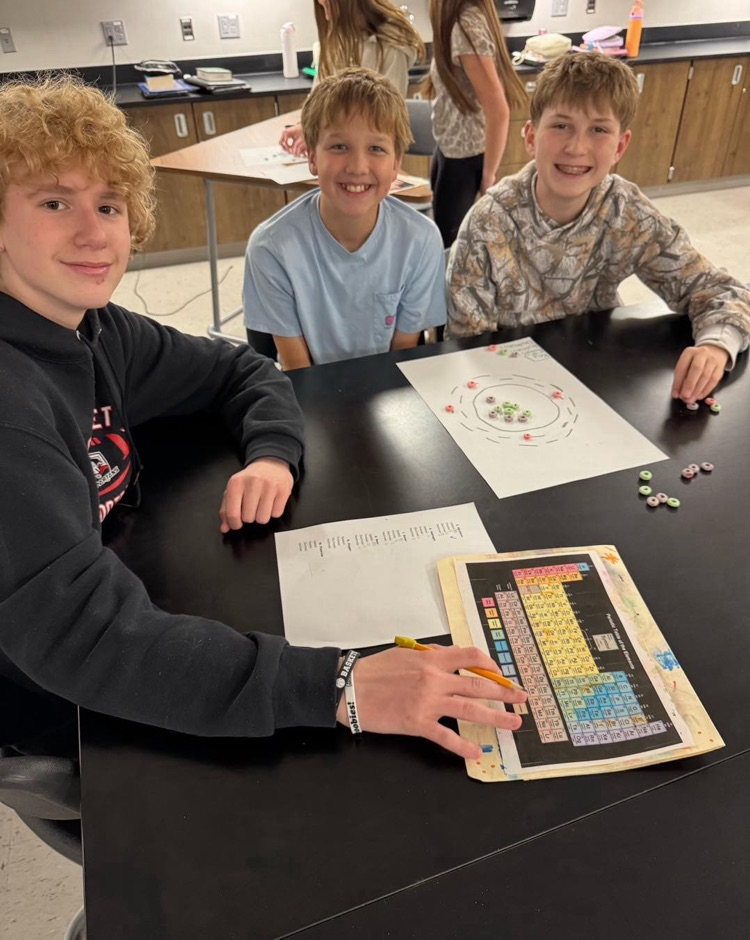 Seventh grade Physical Science students got creative by building atoms out of Fruit Loops!