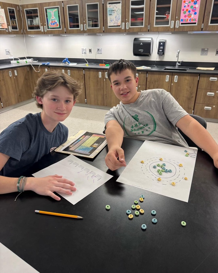 Seventh grade Physical Science students got creative by building atoms out of Fruit Loops!