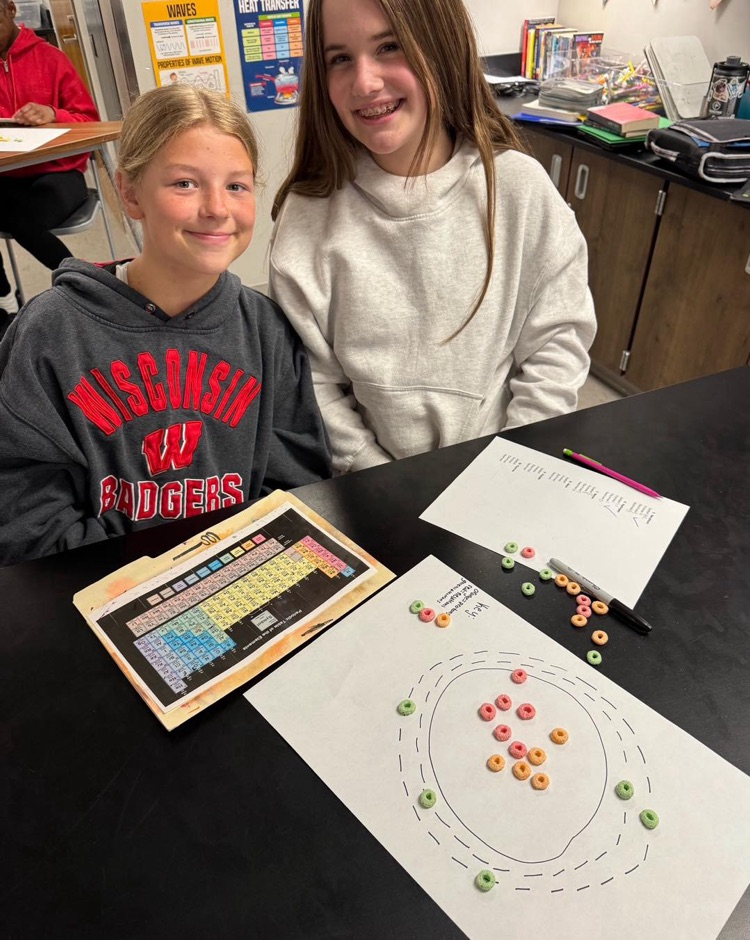 Seventh grade Physical Science students got creative by building atoms out of Fruit Loops!