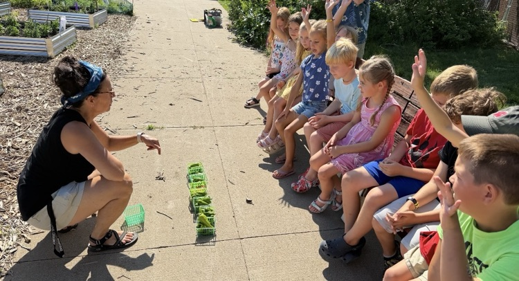 Mr. and Mrs. Klinger’s first grade day camp spent the day in the garden! 
