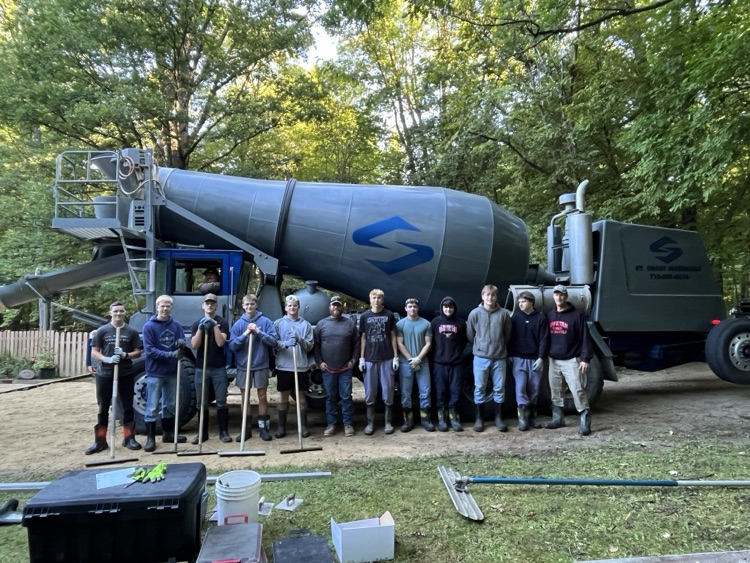 Students in Mr. Herink’s Building Construction Class gained valuable, hands-on, real-world experience yesterday as they poured a concrete apron for a community member.
