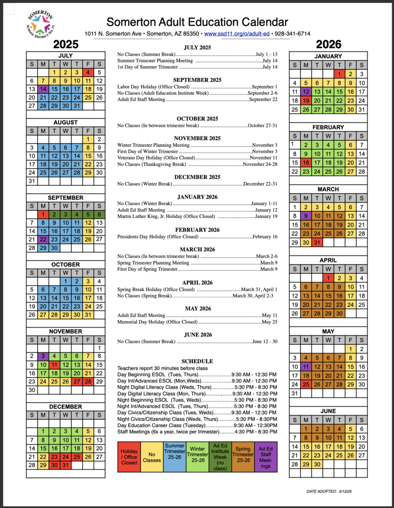 Calendar / Calendario