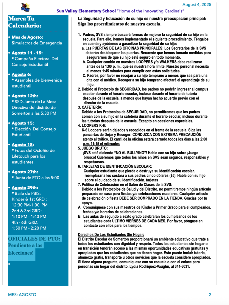 SVS NEWSLETTER AUGUST 4, 2025