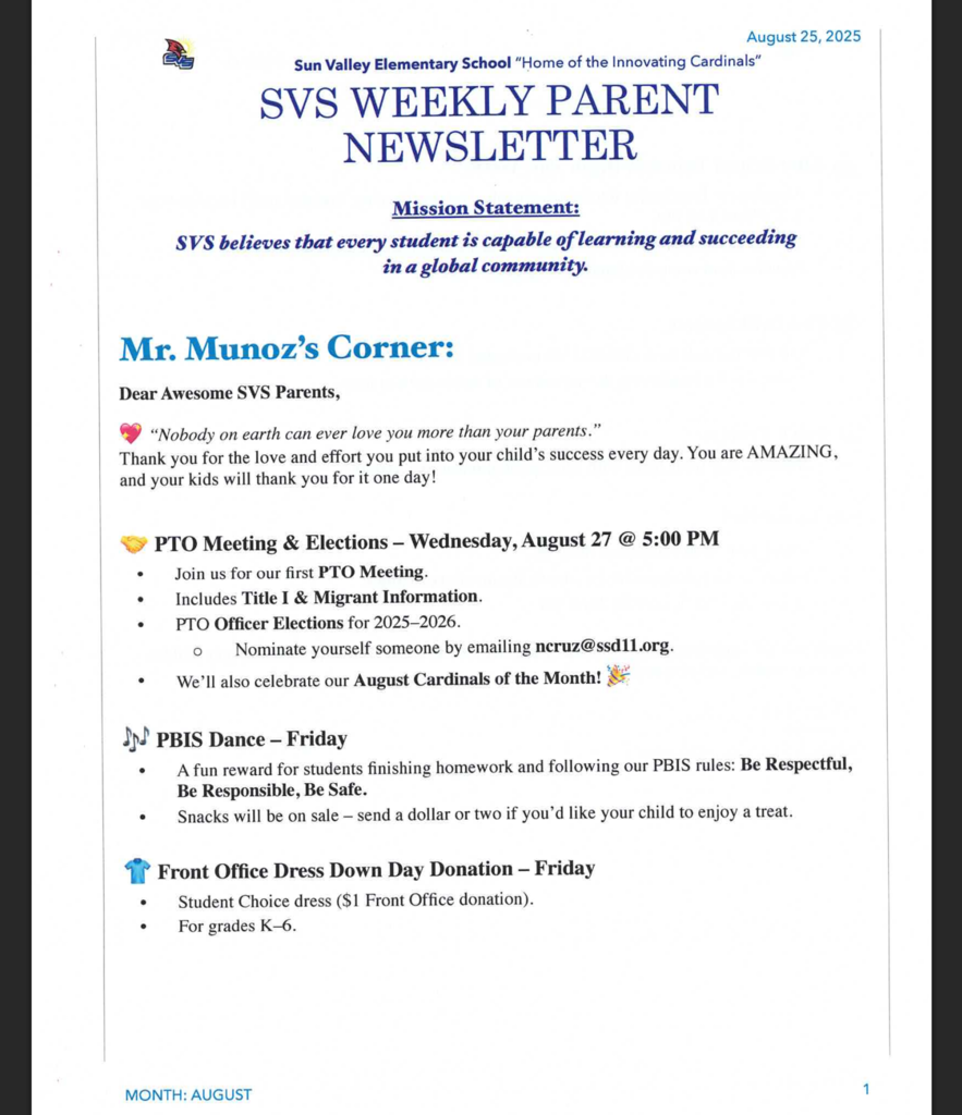 SVS NEWSLETTER AUGUST 25, 2025
