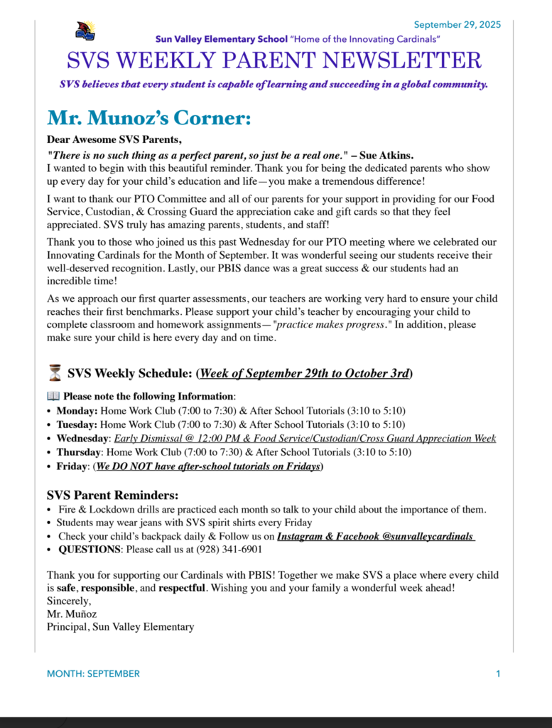SVS NEWSLETTER  SEPTEMBER 29TH , 2025