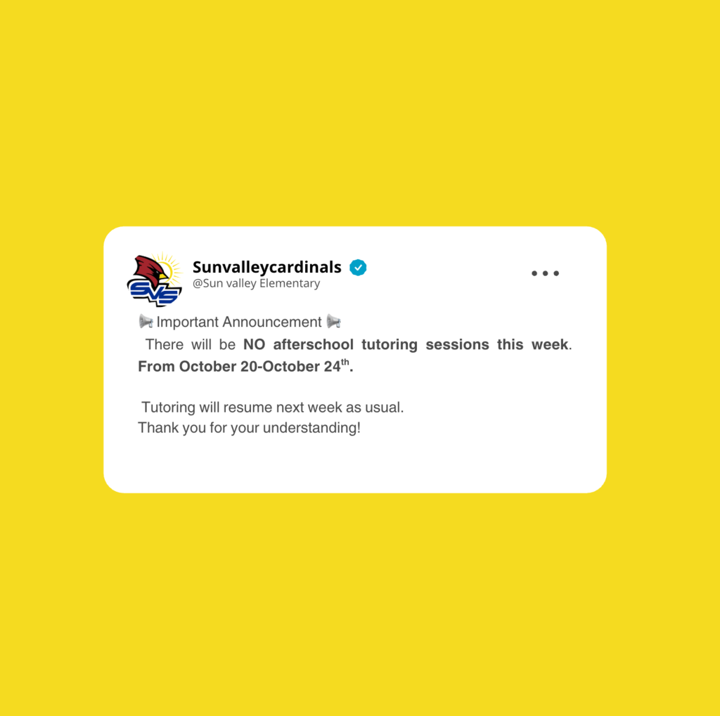 NO AFTERSCHOOL TUTORING