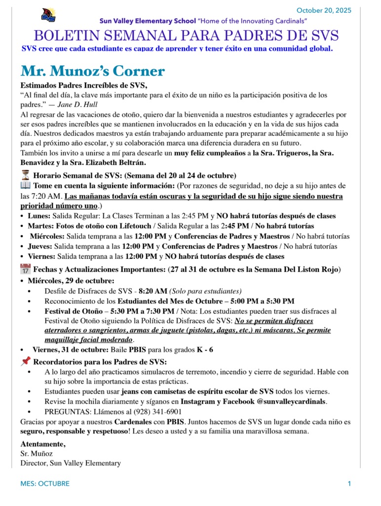 SVS NEWSLETTER OCTOBER 20TH , 2025