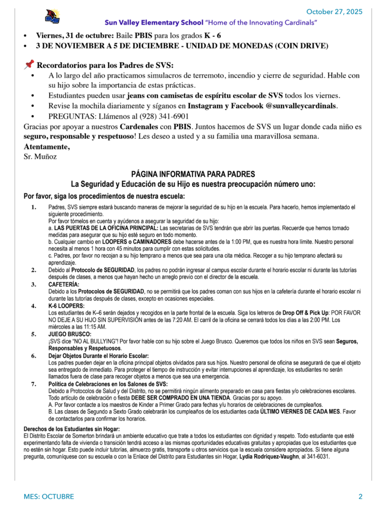 SVS NEWSLETTER OCTOBER 27TH 2025