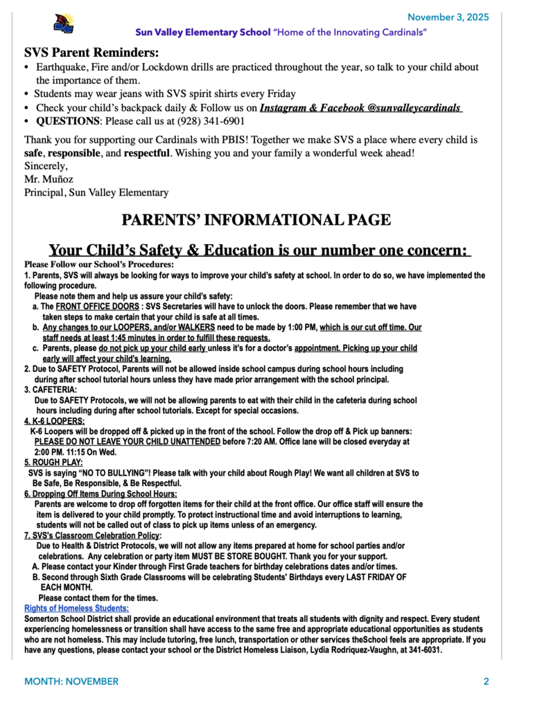 SVS NEWSLETTER NOVEMBER 3RD 2025