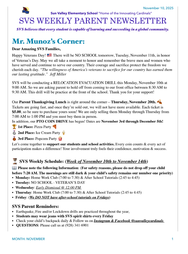 SVS NEWSLETTER NOVEMBER 10TH , 2025