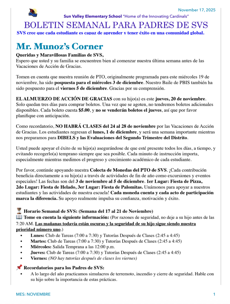 SVS NEWSLETTER NOVEMDER 17 , 2025