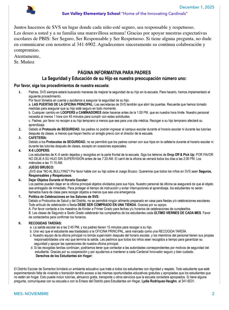 SVS NEWSLETTER  DECEMBER 1ST , 2025