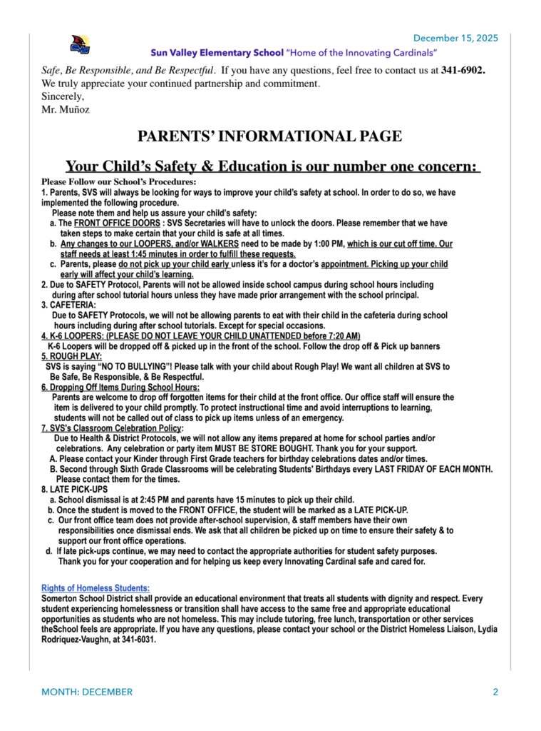 SVS NEWSLETTER  DEC 15 TH 2025