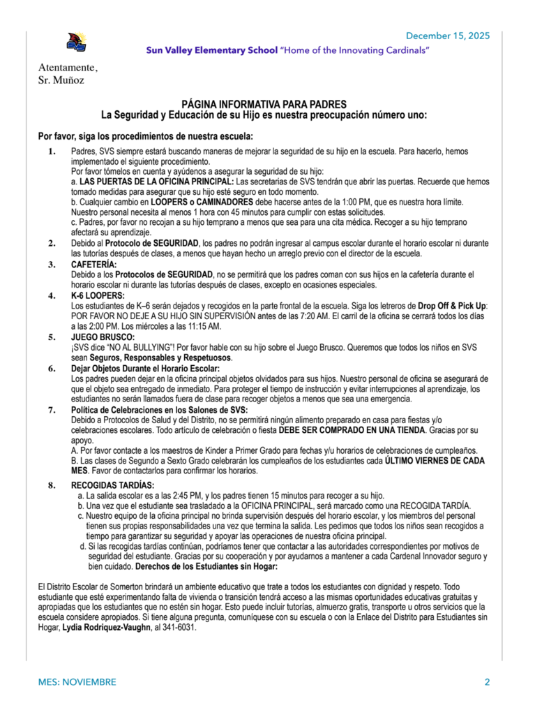 SVS NEWSLETTER  DEC 15 TH 2025