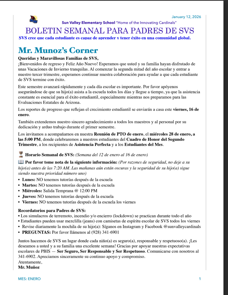 SVS NEWSLETTER JAN 12 2026