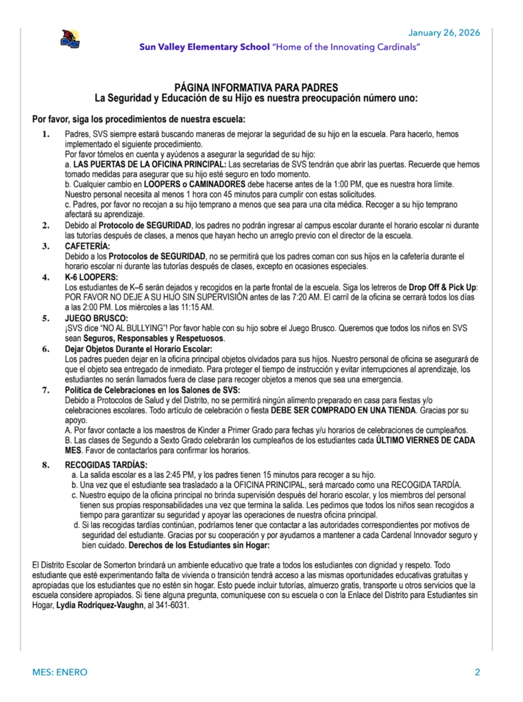 SVS NEWSLETTER JANUARY 26, 2025