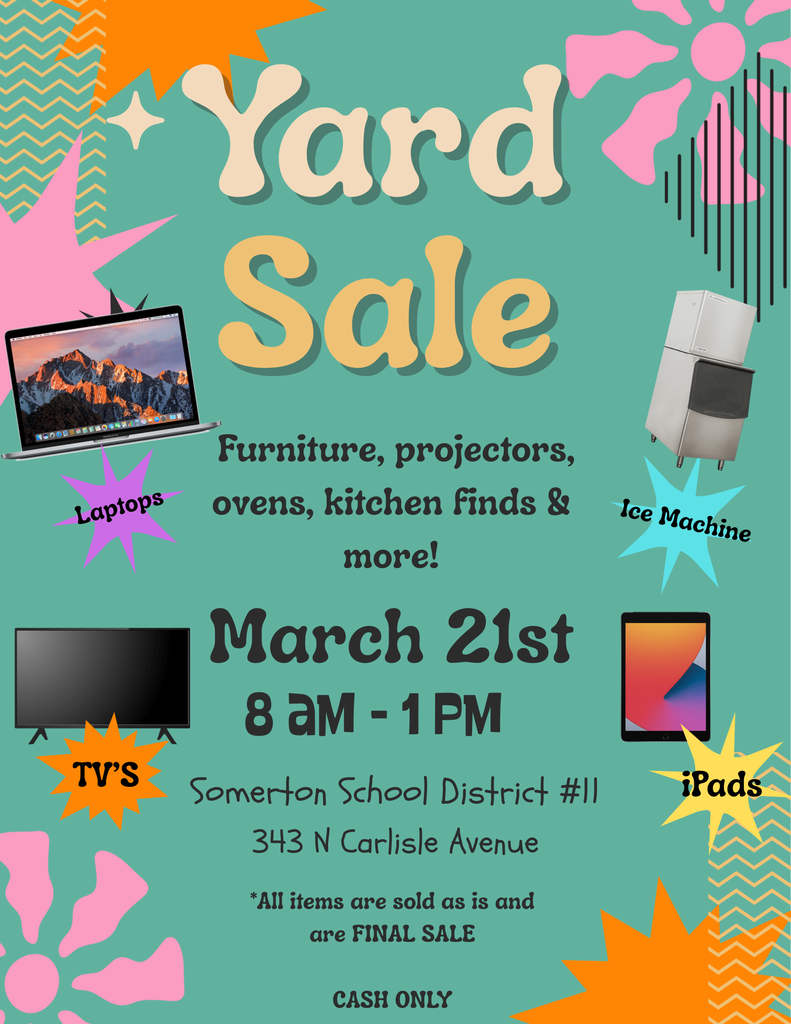 Yard Sale Flyer for Somerton School District #11 on March 21st