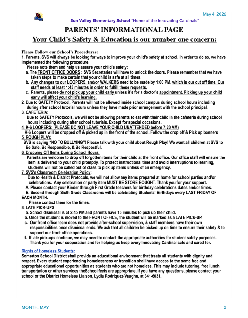SVS NEWSLETTER May 4th , 2026