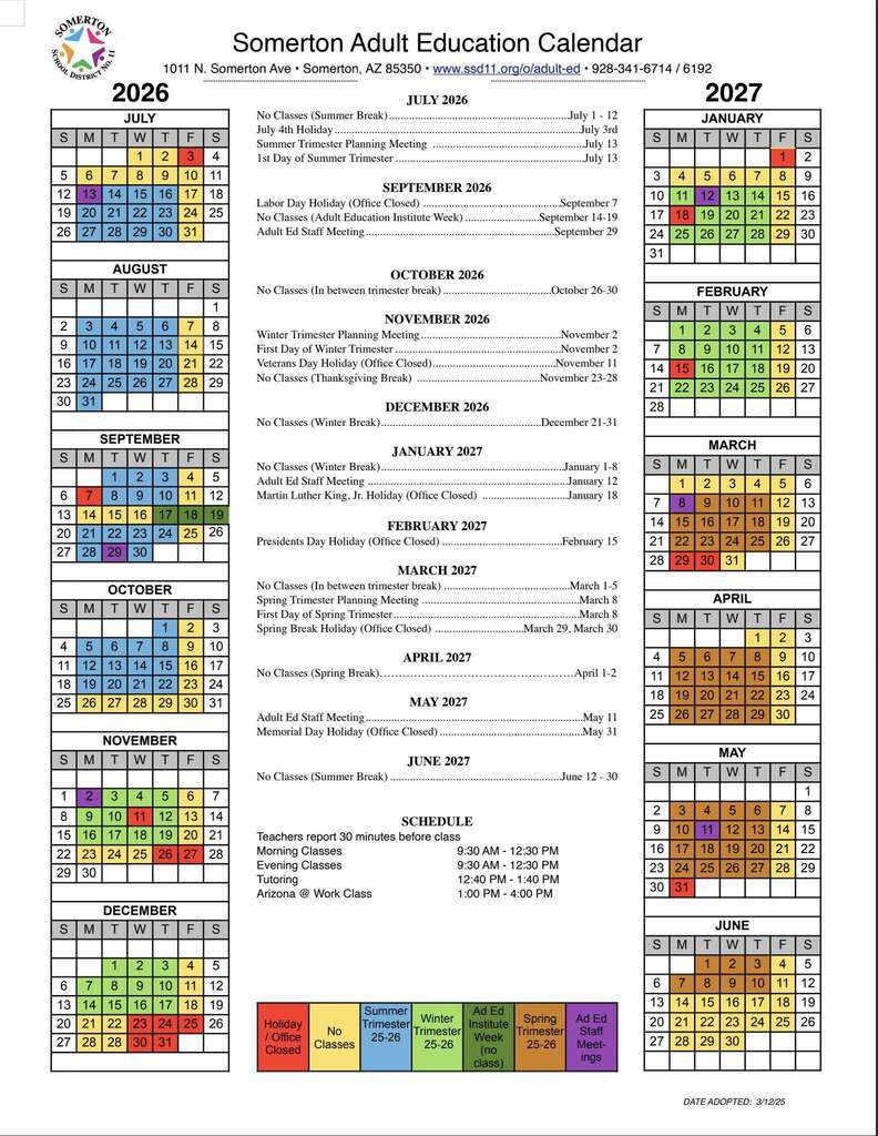 Clendar 2026/ 2027 Calendario 2026/2027