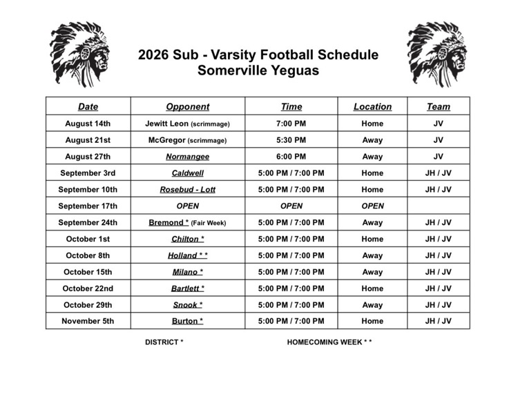 Sub-Varsity Football