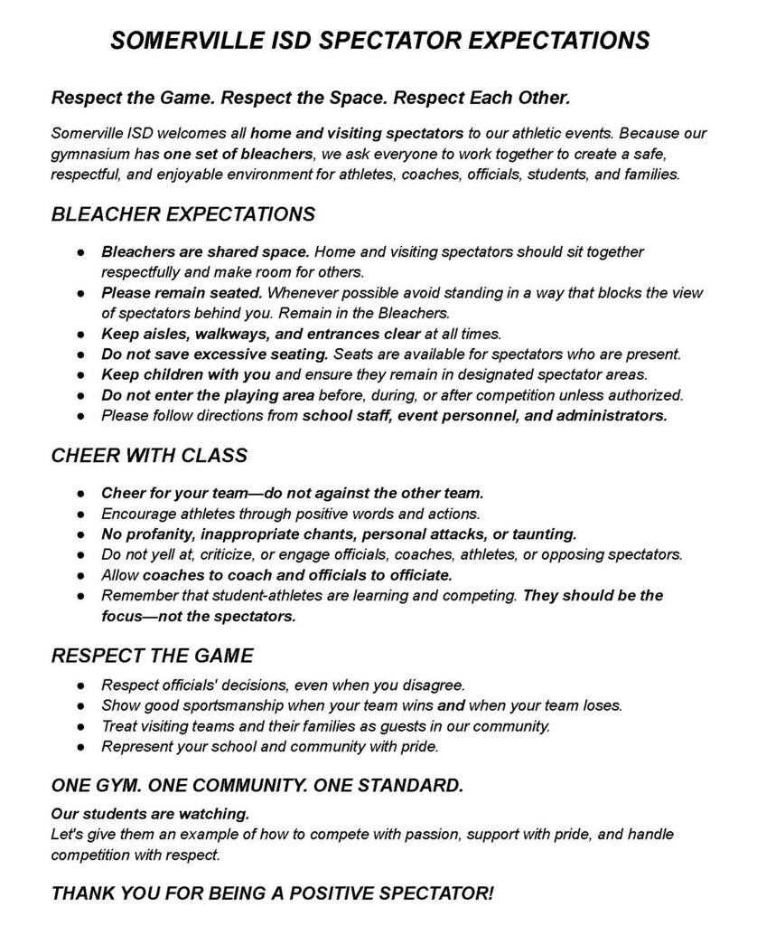 Elementary gym fan conduct