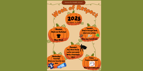 🐾💙 SMS Week of Respect 💙🐾 Let’s come together and show our Bulldog pride all week long!  Monday – 🖤 Wear BLACK to Black Out Bullying Tuesday – 🧢 Wear a HAT to “Think It Through” Wednesday – 🏈🏀 Wear your favorite JERSEY for School Pride Thursday – 🦸 Wear a SUPERHERO SHIRT and be a hero for respect Friday – ❤️🖤 Wear your SMS GEAR to show Bulldog Pride