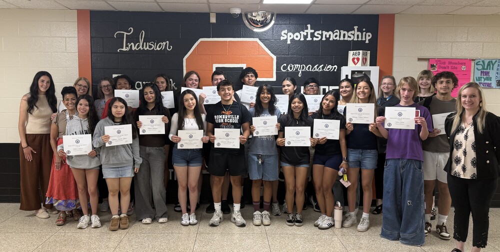Students with award