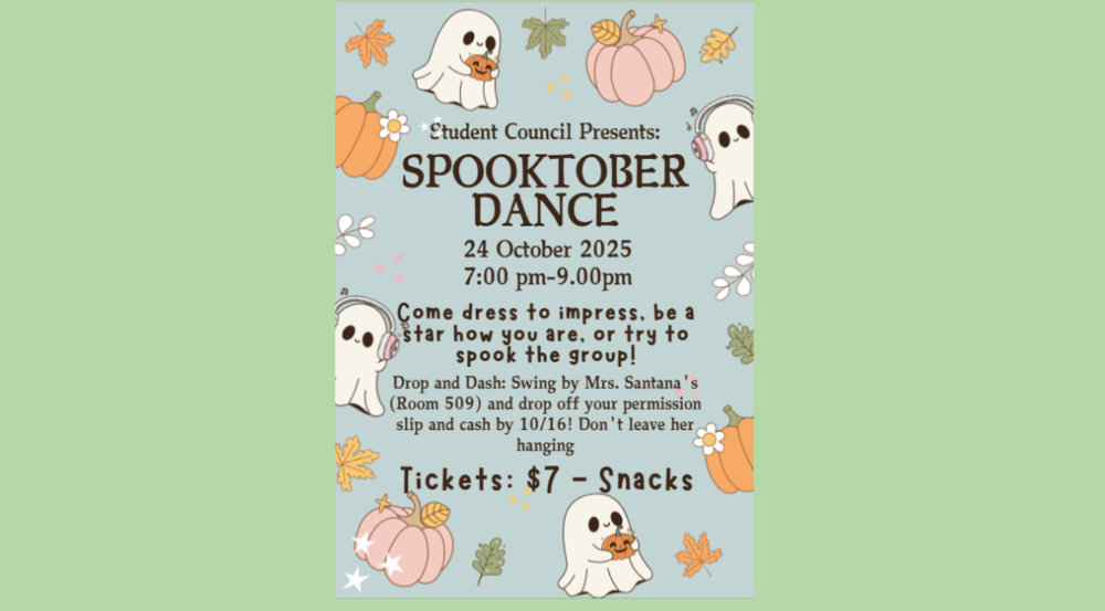 Spooktober Dance SMS Gym Friday October 24th 7-9pm $7 drop off at Mrs. Santana's room