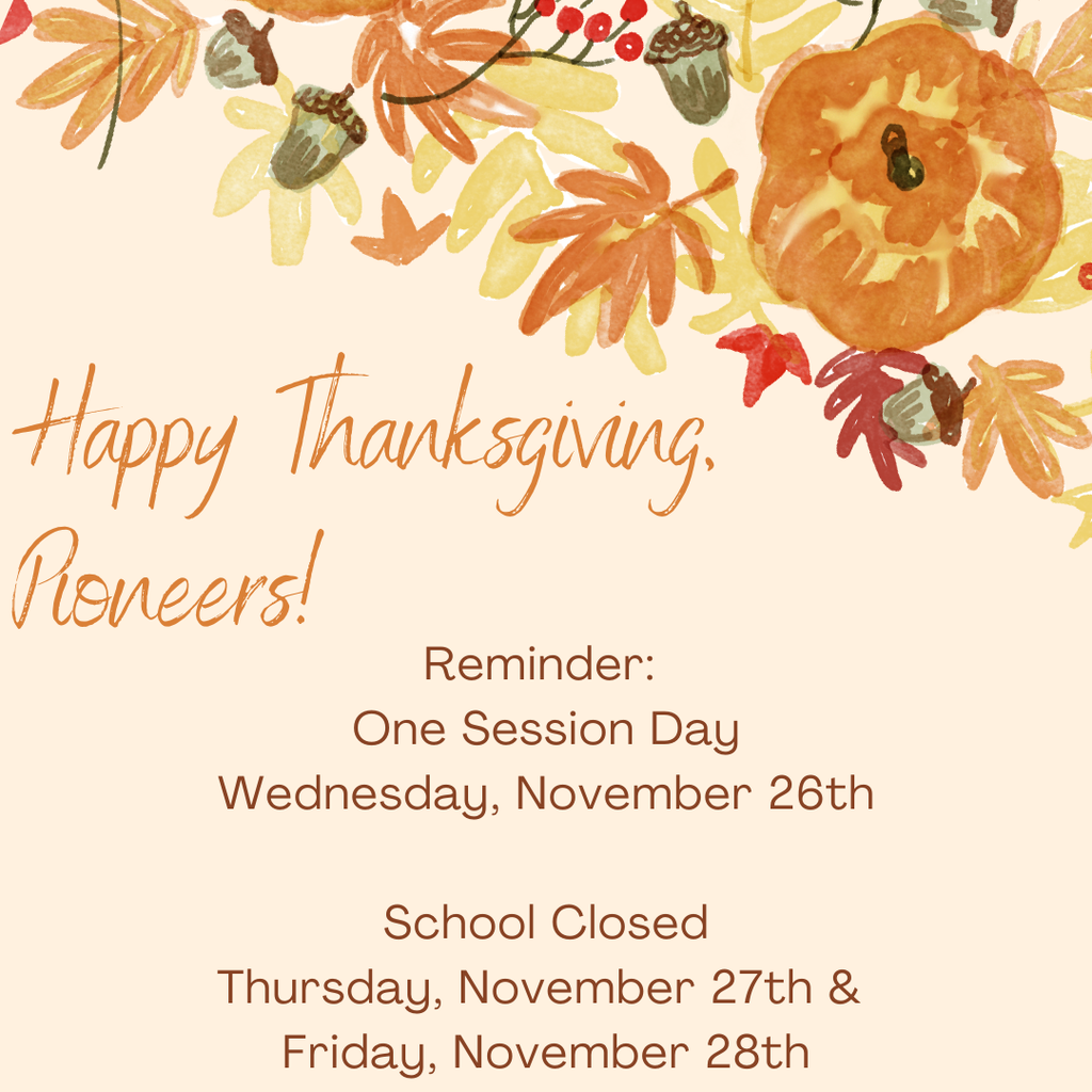 Thanksgiving School Calendar