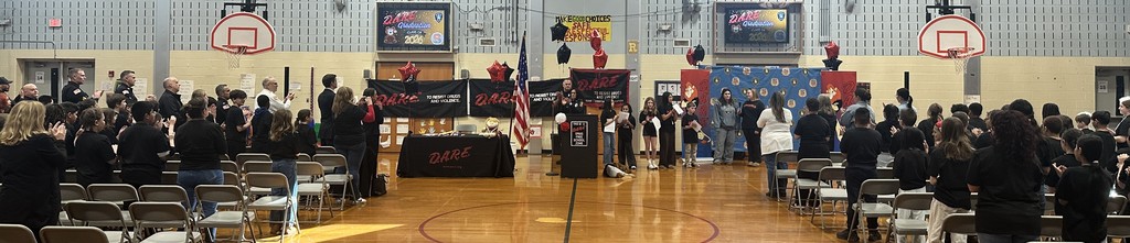 Our 5th grade students recently celebrated successfully completing the D.A.R.E. Program with a special ceremony recognizing their hard work and commitment. Throughout the program, Officer Nikki and Detective Cole, along with Police Dog Marco, guided students in understanding the importance of making safe, responsible choices as they prepare to transition to middle school.