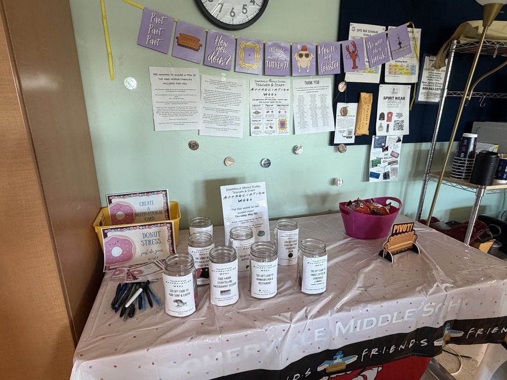 A huge thank you to the Somerville PTO for treating Somerville Middle School staff to a delicious lunch from JP’s Deli & Catering (@jpdeli_catering)! 🥪🍝🥗