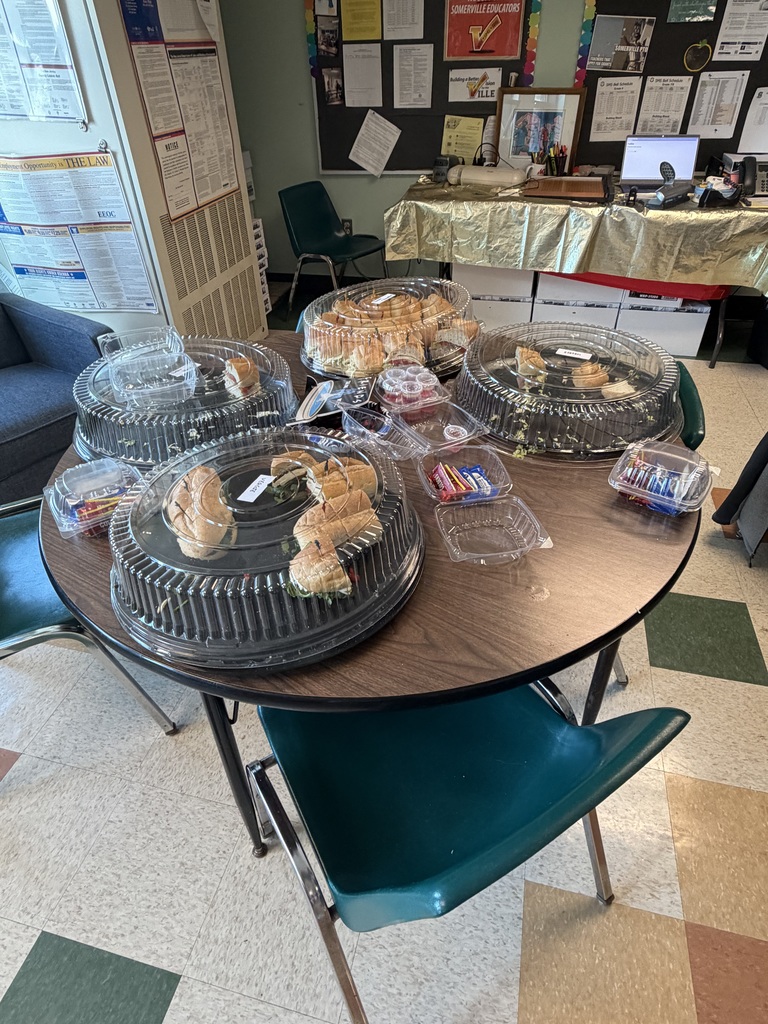 A huge thank you to the Somerville PTO for treating Somerville Middle School staff to a delicious lunch from JP’s Deli & Catering (@jpdeli_catering)! 🥪🍝🥗