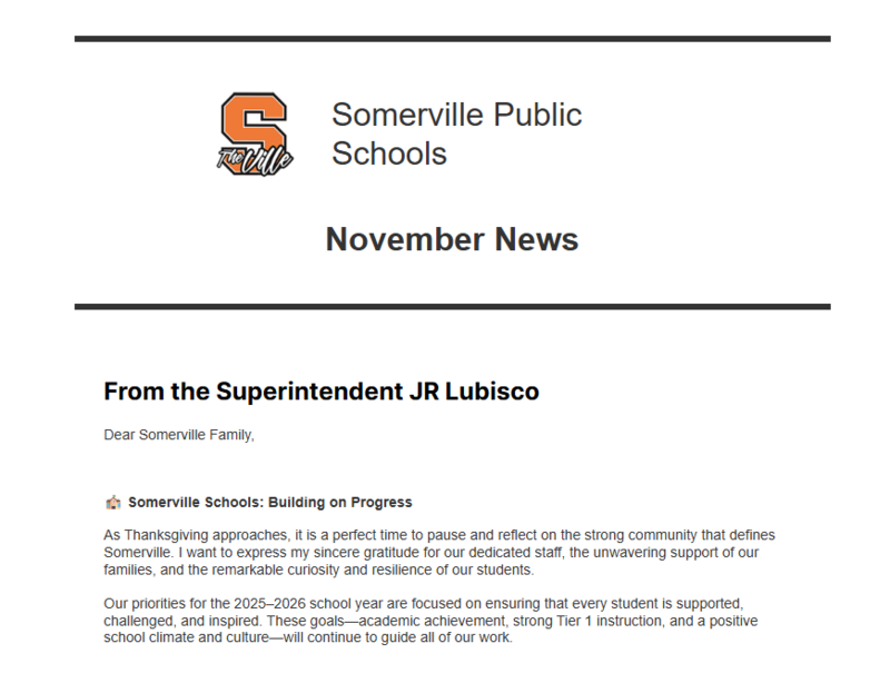 	 Somerville Public Schools   November News
