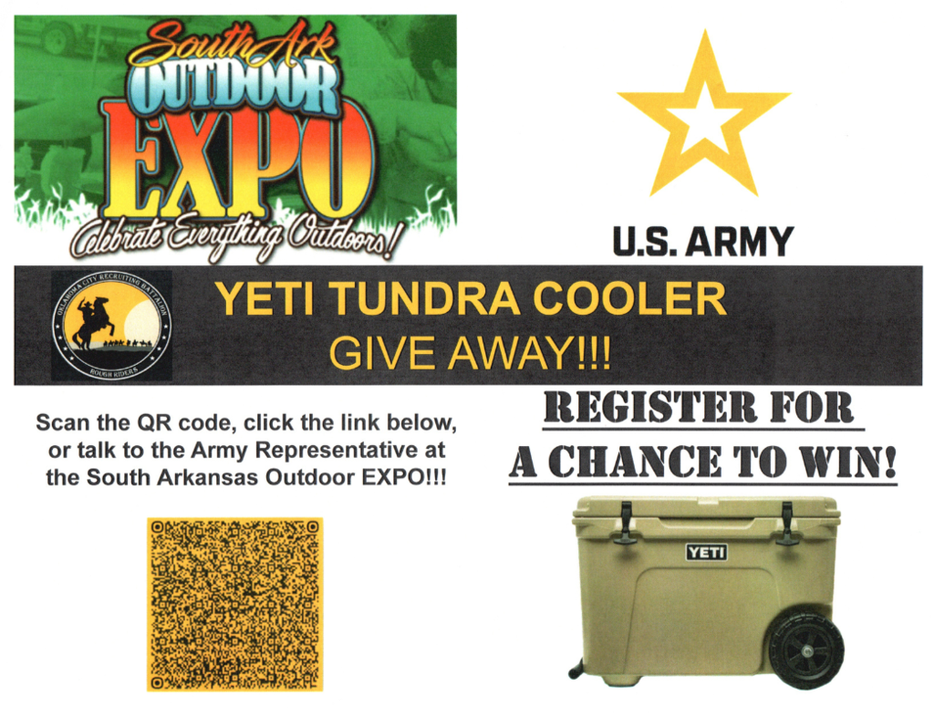 QR code to enter to win a tundra cooler from the us army