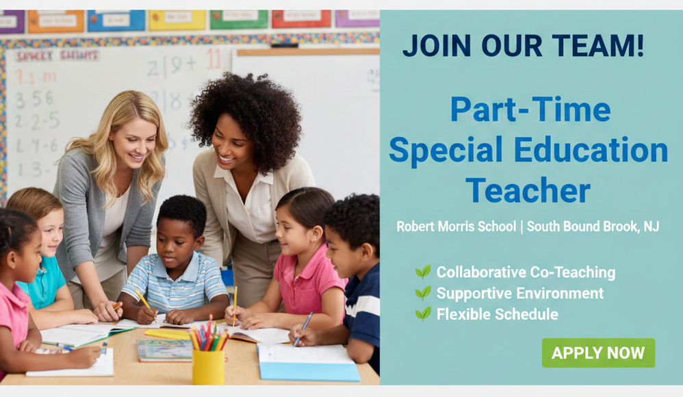 Part Time Special Education Teacher Banner