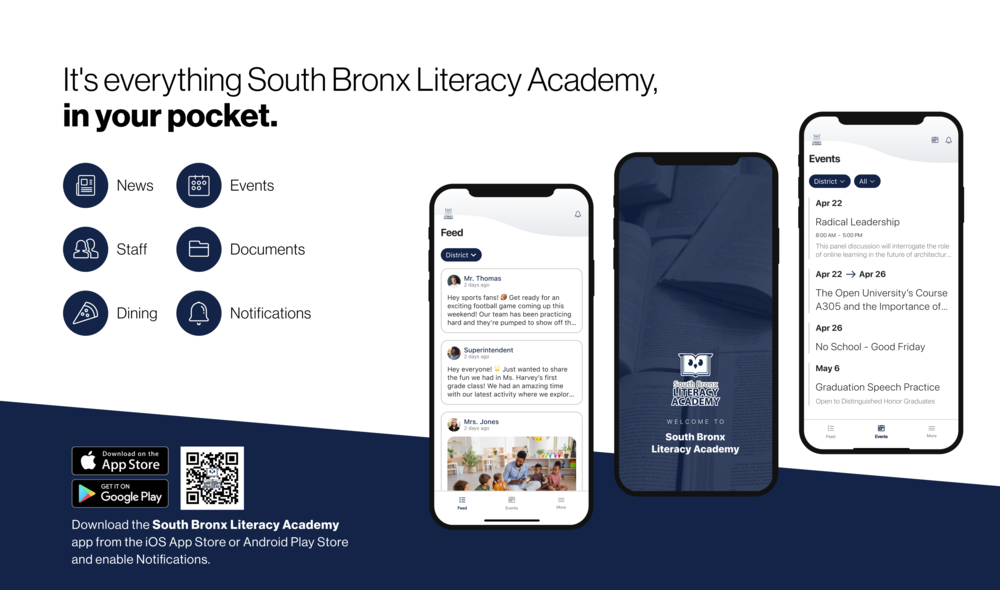 South Bronx Literacy Academy, NYC Mobile App Marketing Flyer