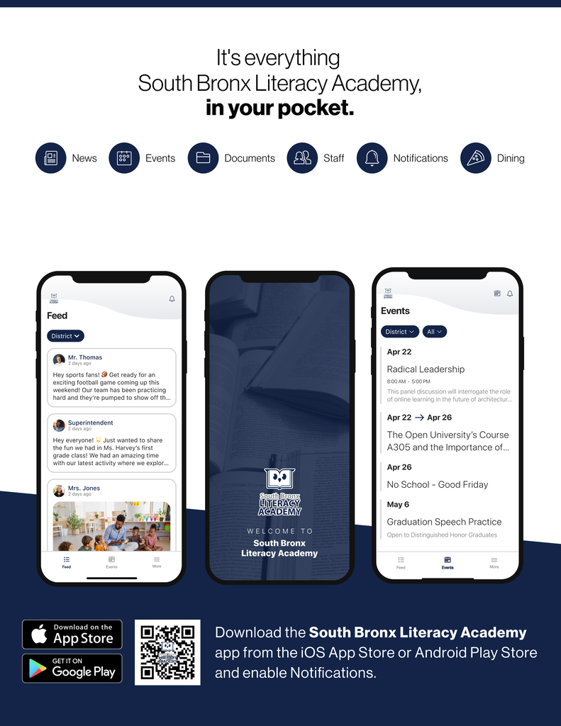 South Bronx Literacy Academy, NYC Mobile App Flyer.