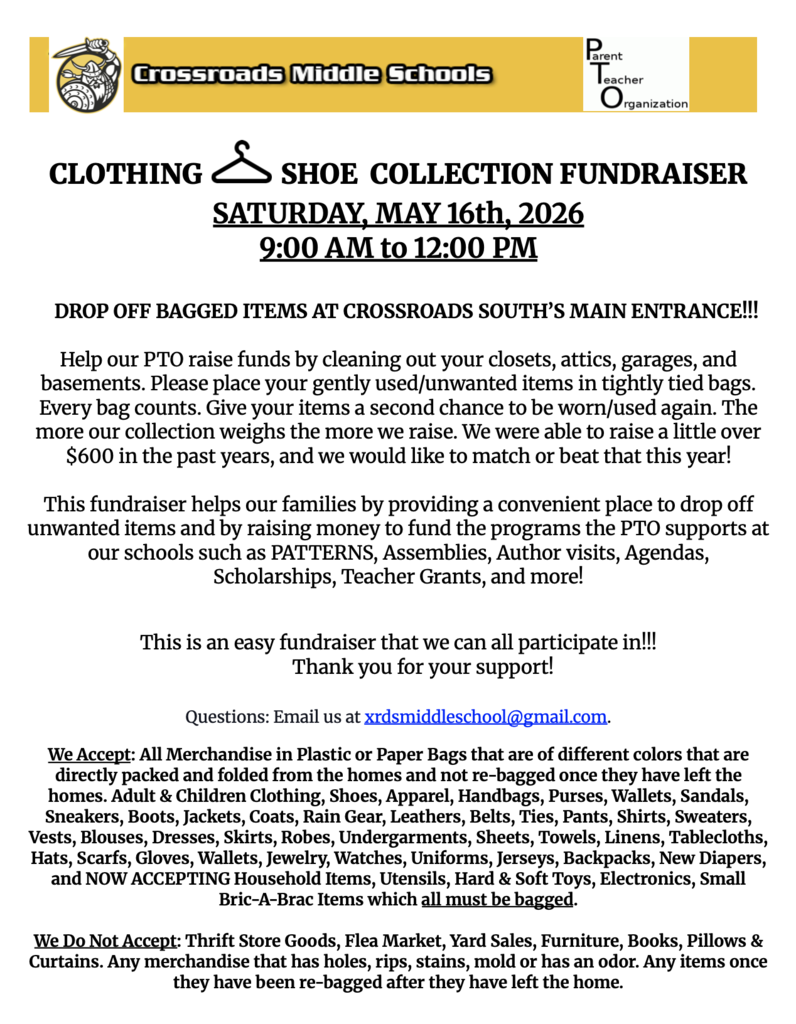 PTO Clothing Drive!  May 16th