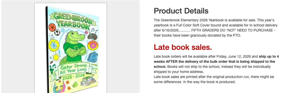 Late Yearbook Sales