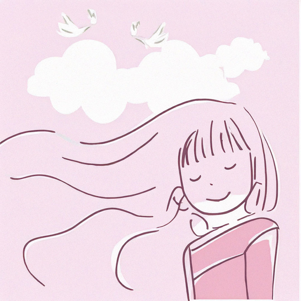 Loose cartoon illustration of young female smiling.  A concept illustration to illustrate Asthma friendly school environments