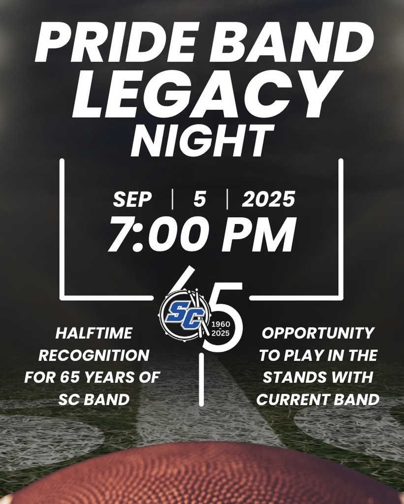 Pride Band Legacy Night - Sept 5, 2025 at 7:00pm - Halftime recognition for 65 years of SC Band - Opportunity to play in the stands with current band